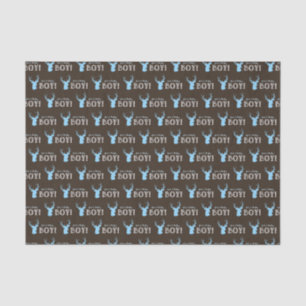Rustic Wood Blue Deer Boy Baby Shower Tissue Paper
