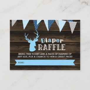 Rustic Wood Blue Deer Boy Diaper Raffle Ticket Enclosure Card