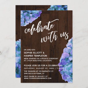 Rustic Wood Blue Hydrangea Celebrate with Us Invitation