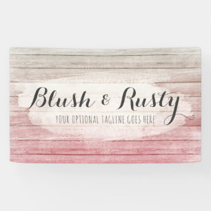 Rustic Wood Blush Pink Ombre Shabby Cottage Chic Banner