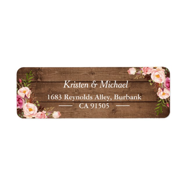 Rustic Wood Blush Pink Romantic Floral (Front)