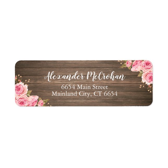 Rustic Wood Blush Pink Watercolor Floral (Front)