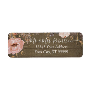 Rustic Wood Blush Pink Watercolor Rose Gold Floral