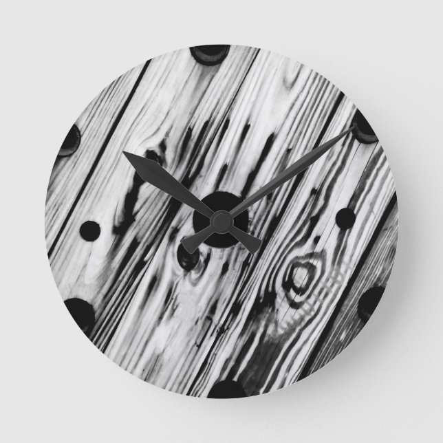 Rustic Wood Board Round Clock (Front)