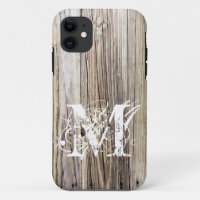 Rustic Wood Boards with Shabby Chic Monogram Otter