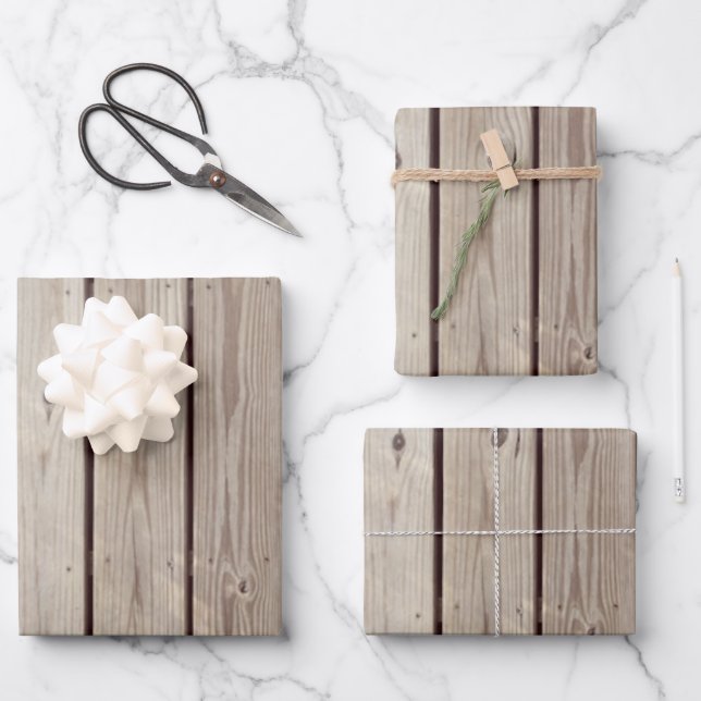 Rustic Wood Boards Wrapping Paper Sheet (Front)