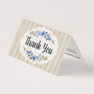Rustic Wood & Bohemian Watercolor Floral Thank You