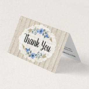 Rustic Wood & Bohemian Watercolor Floral Thank You