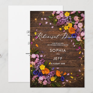 rustic wood boho classic rehearsal dinner invite