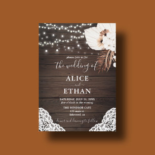 Rustic Wood Boho Dried Floral Wedding Invitation