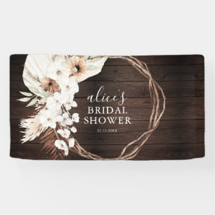 Rustic Wood Boho Floral Bridal Shower Banner