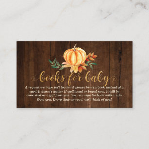 Rustic Wood Books for Baby Pumpkin Baby Shower Enclosure Card
