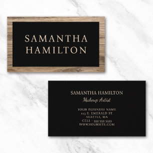 Rustic Wood Border Black Business Card