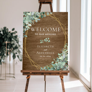 Rustic Wood Botanical Eucalyptus Wedding Welcome Poster
