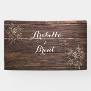 Rustic Wood Botanical Floral Wedding Banner