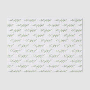 Rustic Wood & Botanical Green Leaves Wedding Tissue Paper