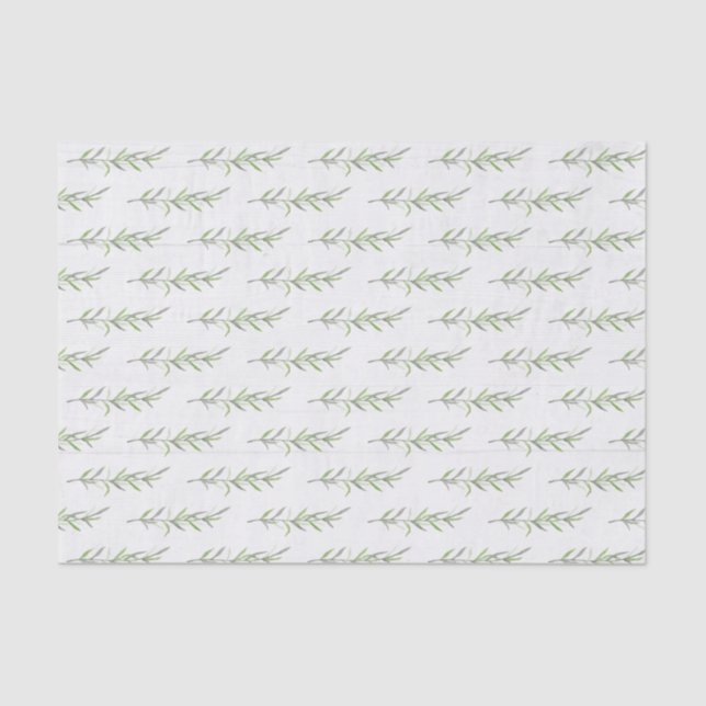 Rustic Wood & Botanical Green Leaves Wedding Tissue Paper (Front)