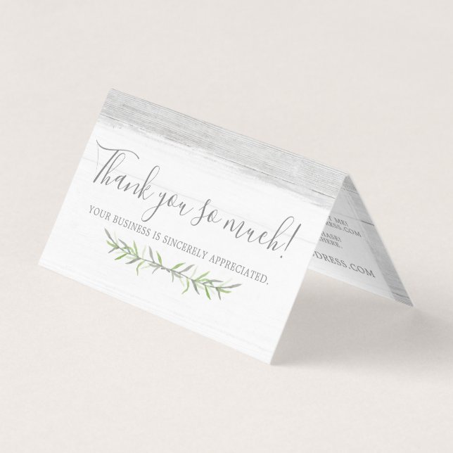 Rustic Wood & Botanical Leaf Branches Thank You (Front)