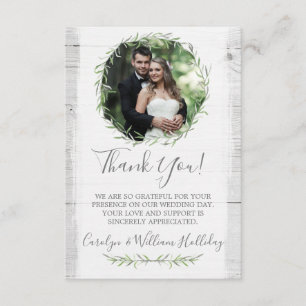 Rustic Wood & Botanical Leaf Wreath Thank You