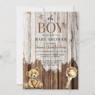 Rustic Wood Boy Baby Shower Invitation