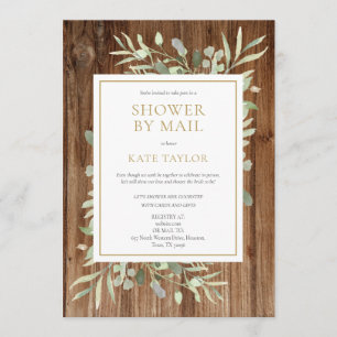 Rustic Wood Bridal Shower By Mail Greenery Invitation