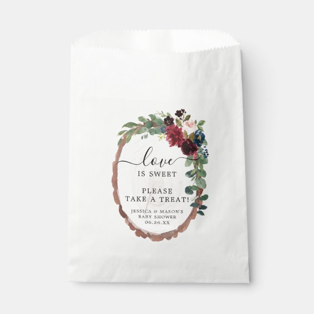 Rustic Wood Bridal Shower Favour Bag Love is Sweet (Front)