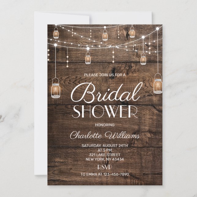 Rustic Wood Bridal Shower Invitation (Front)