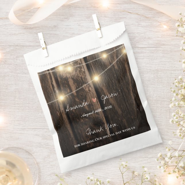 Rustic Wood Bride Groom Thank You  Wedding Party Favour Bags (Clipped)