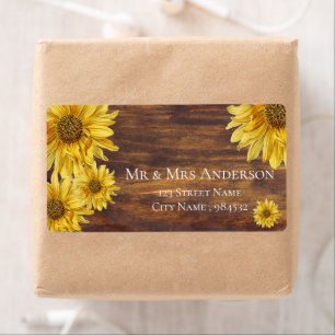Rustic Wood Bright Yellow Sunflower Address 