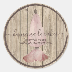 Rustic Wood Brown Bakery Pastry Catering Classic Round Sticker