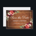 Rustic Wood Burgundy Floral Boho Save The Date<br><div class="desc">Rustic Wood Watercolor Burgundy Marsala Floral Boho Wedding Save The Date Engagement Announcement Card</div>