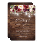 Rustic Wood Burgundy Floral Lights Wedding