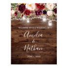 Rustic Wood Burgundy Floral Lights Wedding
