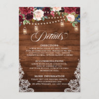 Rustic Wood Burgundy Floral Mason Jar Wedding