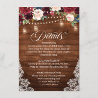 Rustic Wood Burgundy Floral Mason Jar Wedding