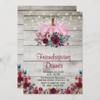 Rustic Wood Burgundy Friendsgiving Invitations