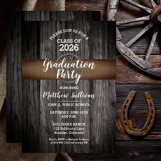 Rustic Wood Burlap No Photo Graduation Party Invitation
