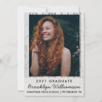 Rustic Wood & Burlap Photo Graduation Announcement