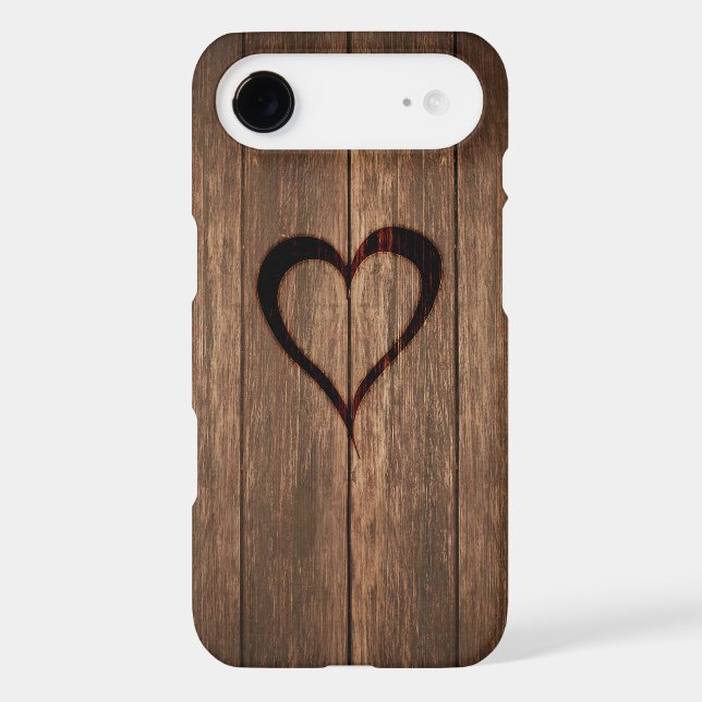 Rustic Wood Burned Heart Print Case-Mate iPhone Case (Back)