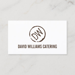 Rustic Wood-Burned Stamped Monogram on White Business Card