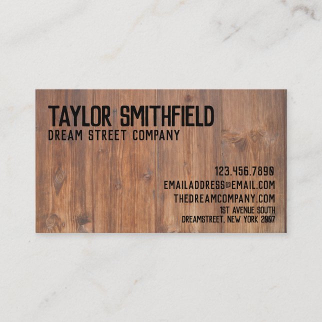 Rustic Wood Business Card (Front)