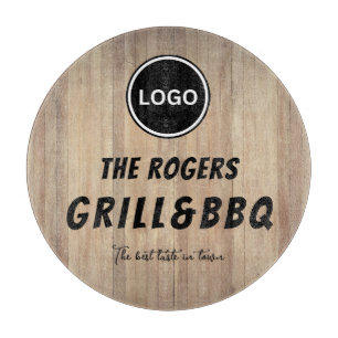 Rustic Wood Business Logo Grill & BBQ Cutting Board