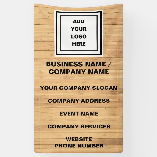 Rustic Wood Business Logo Website Promotional  Banner (Vertical)