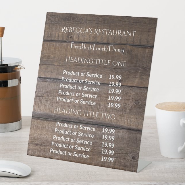 Rustic Wood Business Pricing/Service Business  Pedestal Sign (In SItu)