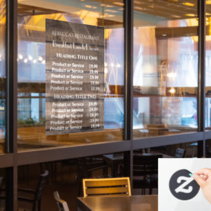 Rustic Wood Business Restaurant Pricing/Service Window Cling