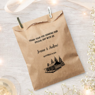 Rustic wood cabin Thank you mountain wedding  Favour Bags