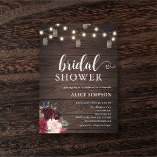Rustic Wood Calligraphy Heart Fall Floral Invitation