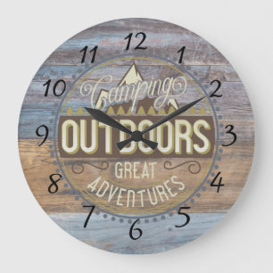 Rustic Wood Camping Home Decor Wall Clock
