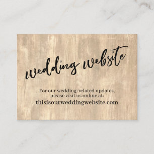 Rustic Wood & Casual Handwriting Wedding Website Enclosure Card