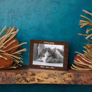 Rustic Wood Cat Memorial Photo Keepsake Plaque